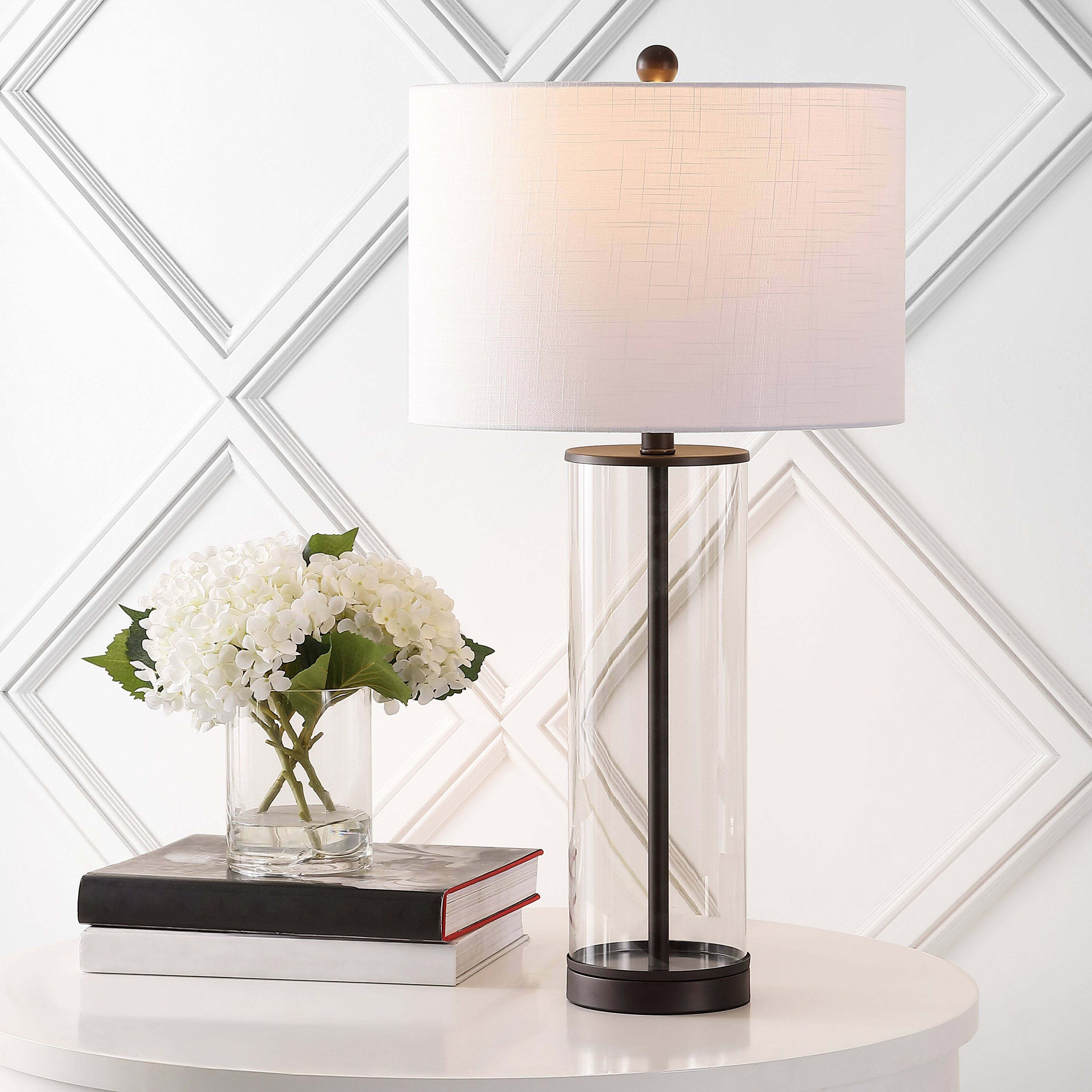 Alt View 1. Jonathan Y - Collins 29.25" Glass LED Table Lamp, Oil Rubbed Bronze - Oil Rubbed Bronze/Clear.