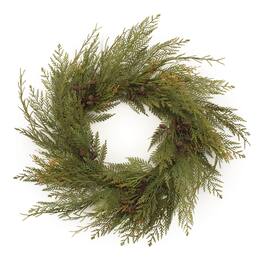 BreeBe - Cedar and Mini Pinecone Wreath 30"D - Green, Brown