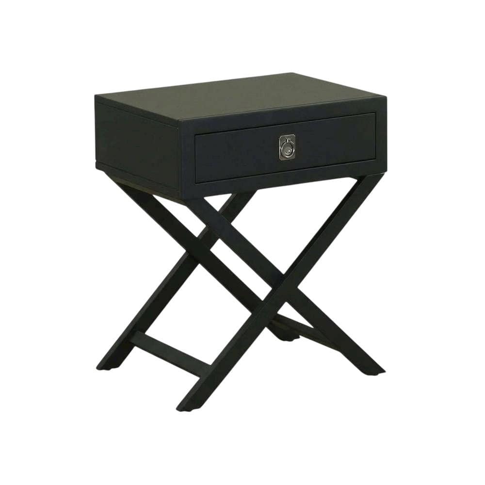 FurniFact - Black Bedroom Nightstand with Clean Design and Sturdy Construction - Brown