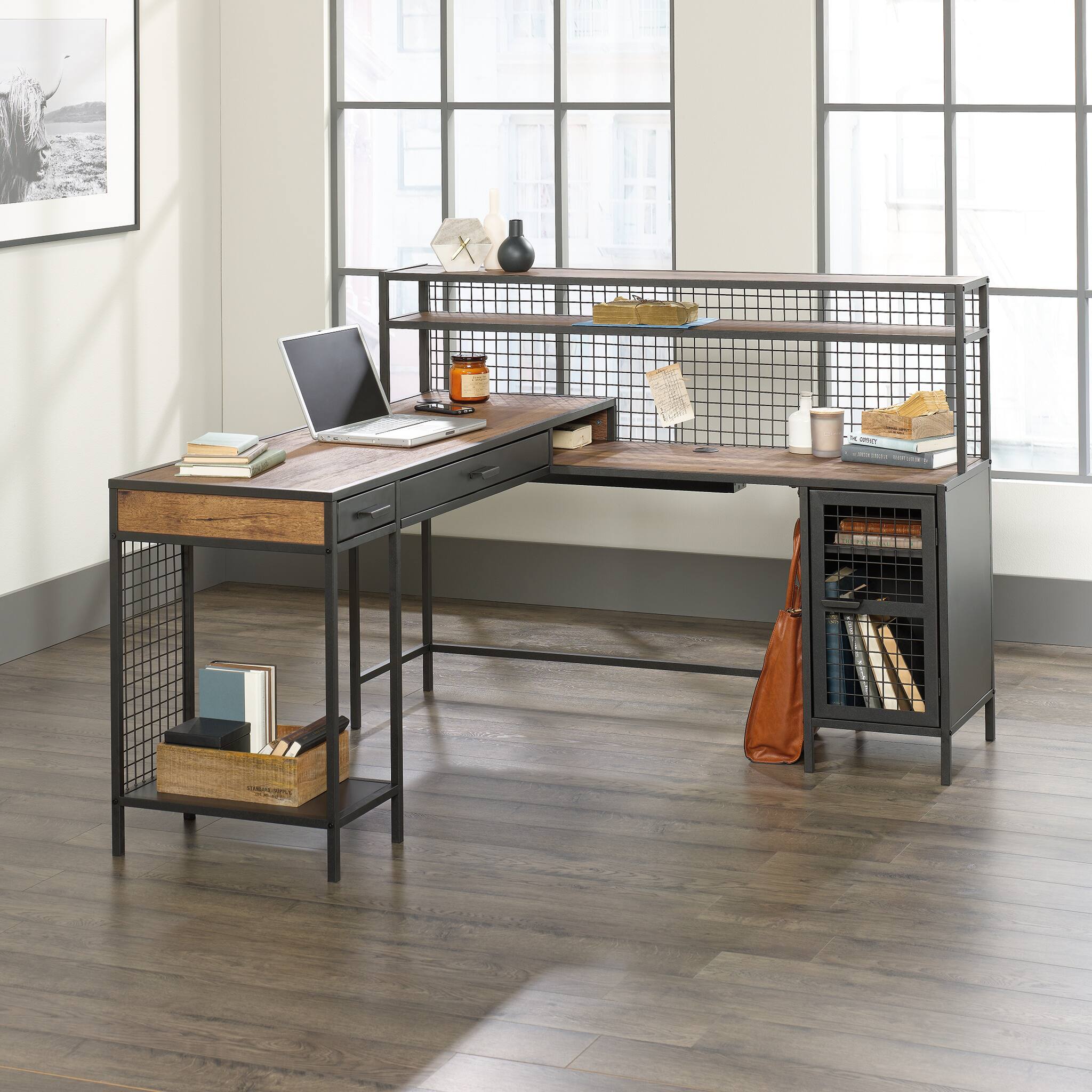 TinyHomie - L-Shaped Desk finish - Brown