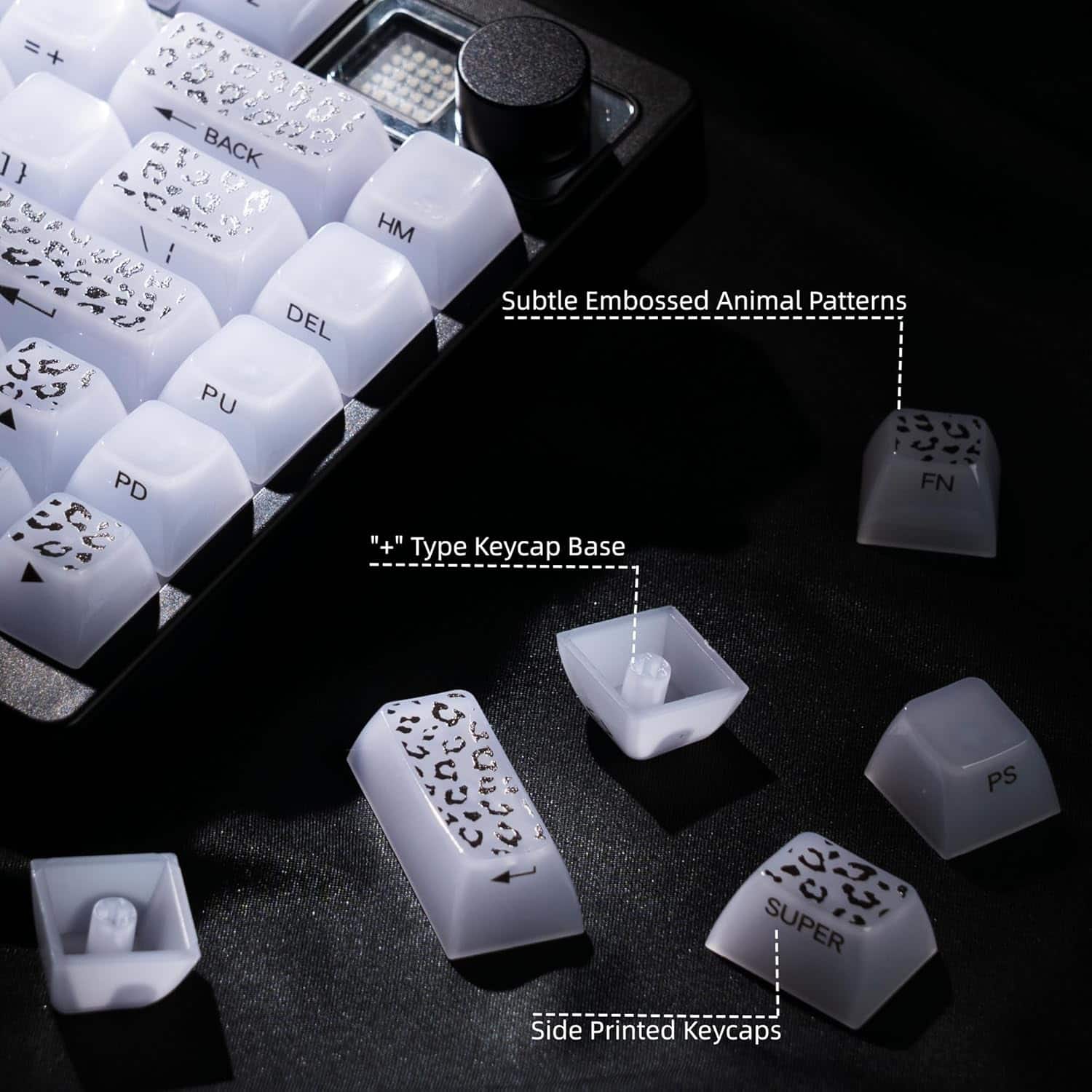 Womier - Jelly Keycaps,Ceramic Keycaps Style MDA Profile,Transparent Side Printed for Cherry MX Gateron Mechanical Keyboard - Leopard White price history on PriceWatchPro