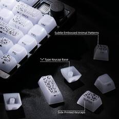 + 1} 7 BACK HM DEL Subtle Embossed Animal Patterns PU PD FN "+" Type Keycap Base C C SUPER PS Side Printed Keycaps