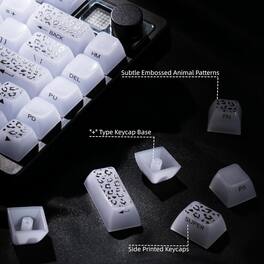 Womier - Jelly Keycaps,Ceramic Keycaps Style MDA Profile,Transparent Side Printed for Cherry MX Gateron Mechanical Keyboard - Leopard White