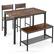 Alt View 16. Costway - 4pcs Dining Table Set Rustic Desk 2 Chairs & Bench with Storage Rack Brown - Brown.