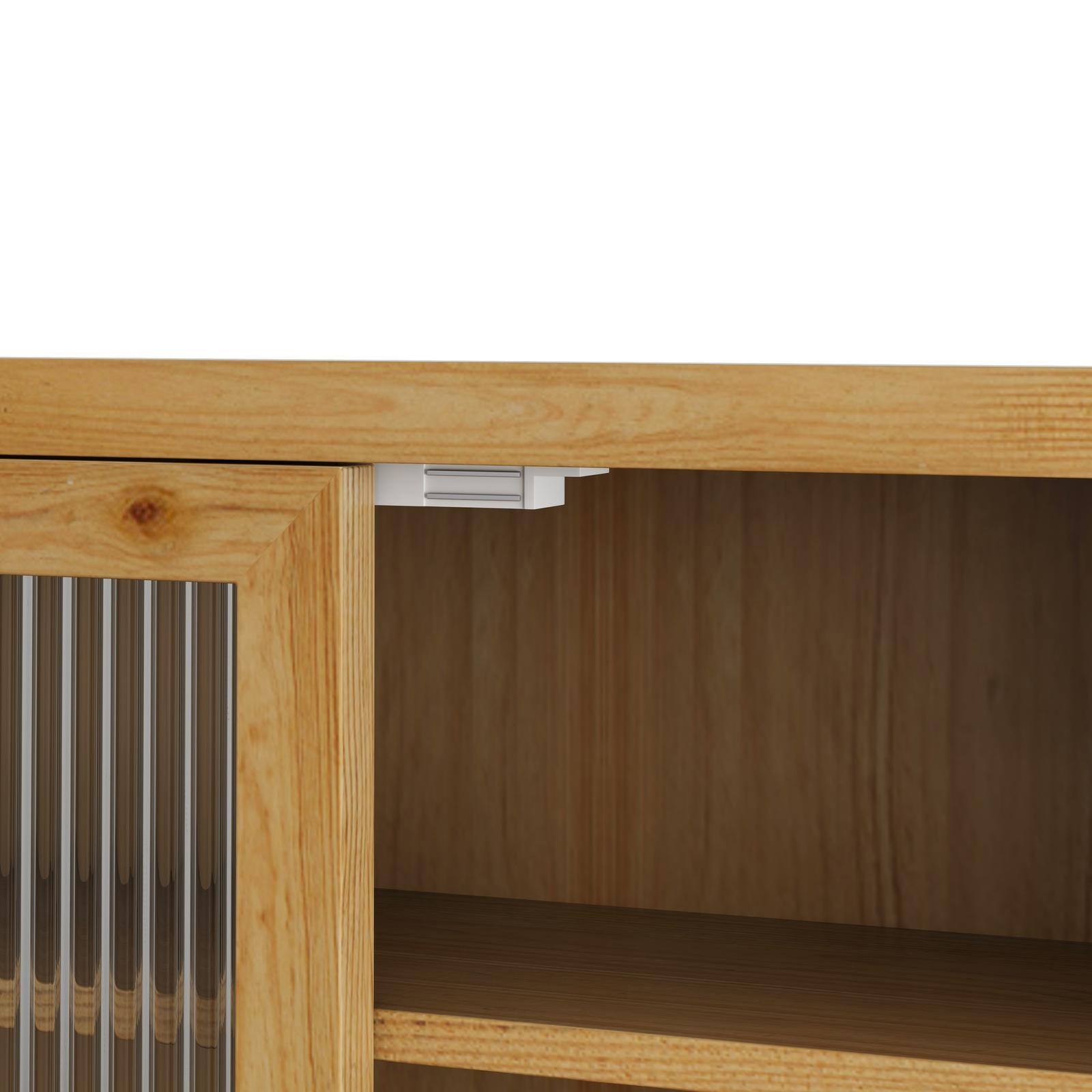 Alt View 6. Spaco - Spaco 24.8" Wall Cabinet with Glass Doors, Vintage Double Door Storage Cabinet with Three Tier Shelves and Towel Rack - Natural.