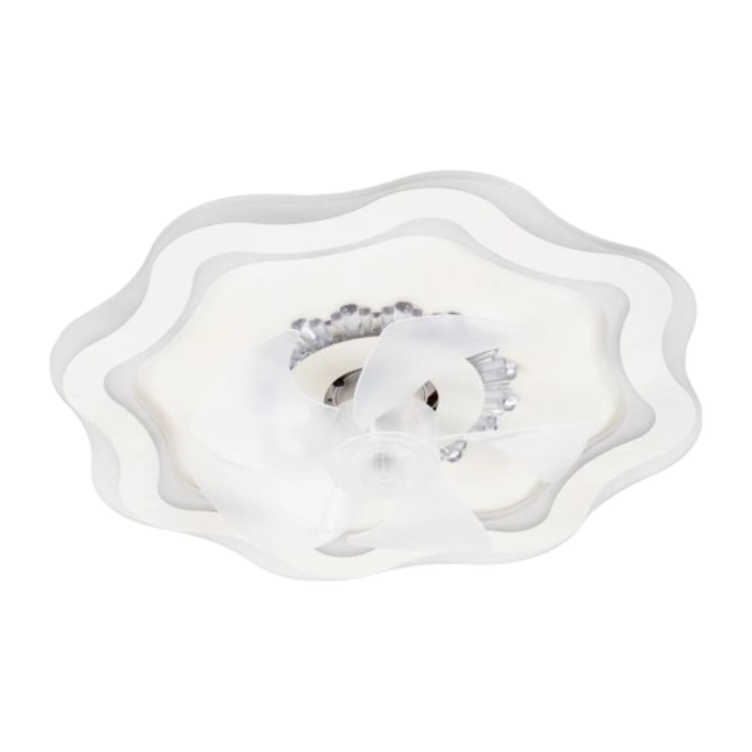 Front. Home Collection - Modern Flush Mount Ceiling Fan Light with Dimmable LED and Remote Control, White.