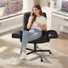 Bestier - Ergonomic Office Chair PU Leather with Flip-Up Arms, Criss Cross Chair with Wheels & Backrest Desk Chair for Home Office - Black