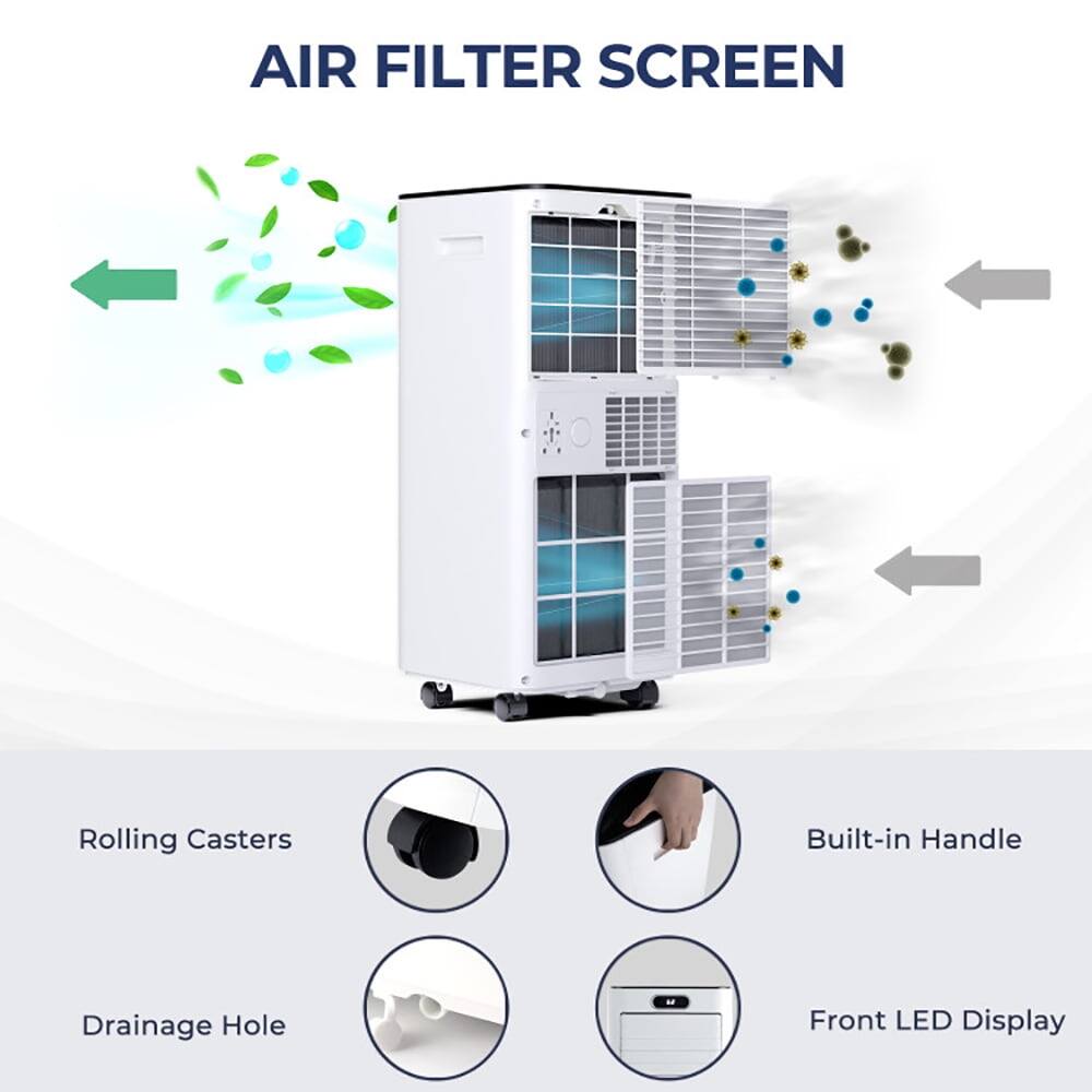 AIR FILTER SCREEN  
Rolling Casters  
Built-in Handle  
Drainage Hole  
Front LED Display