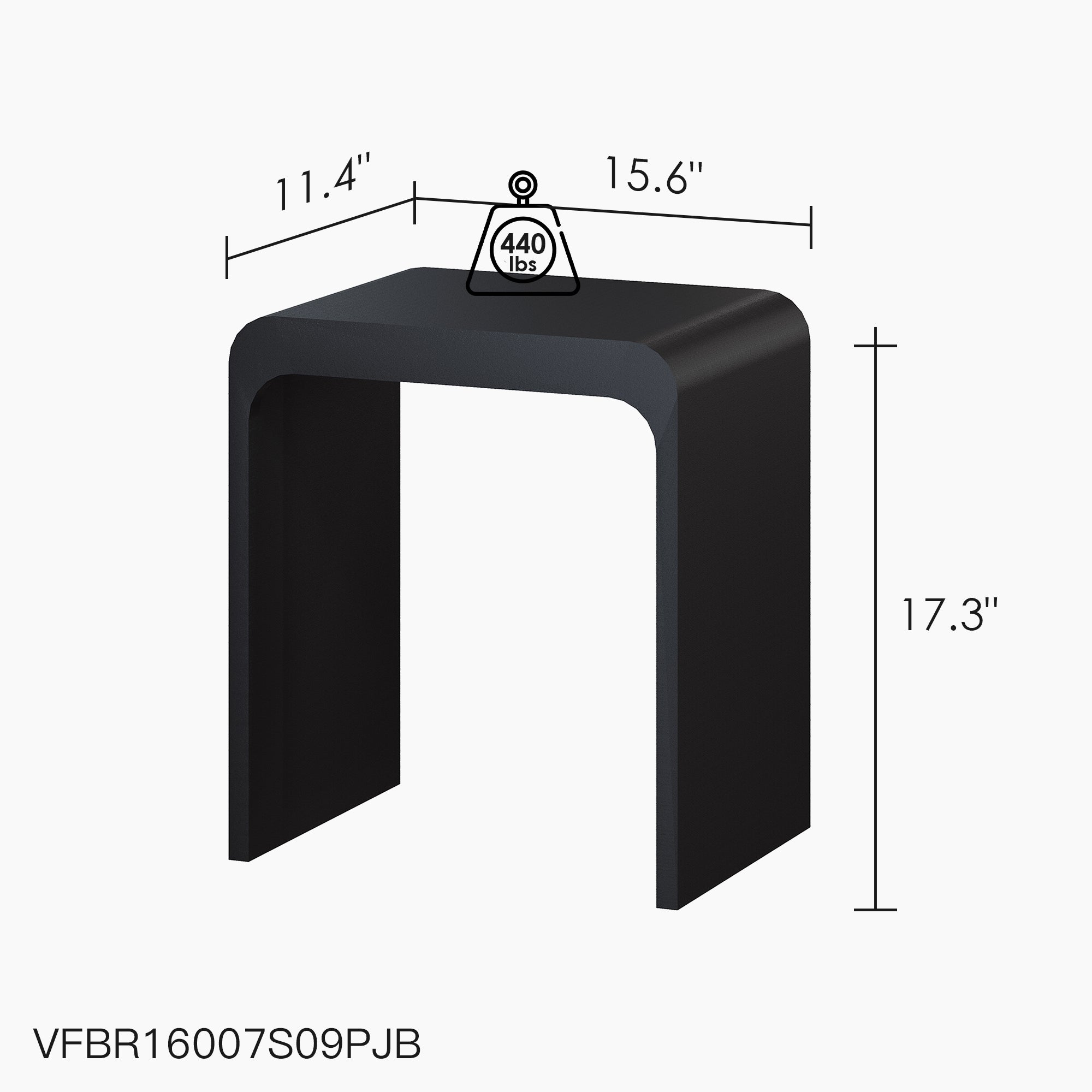 VFBR16007S09PJB, 17.3", 11.4", 15.6", 440 lbs
