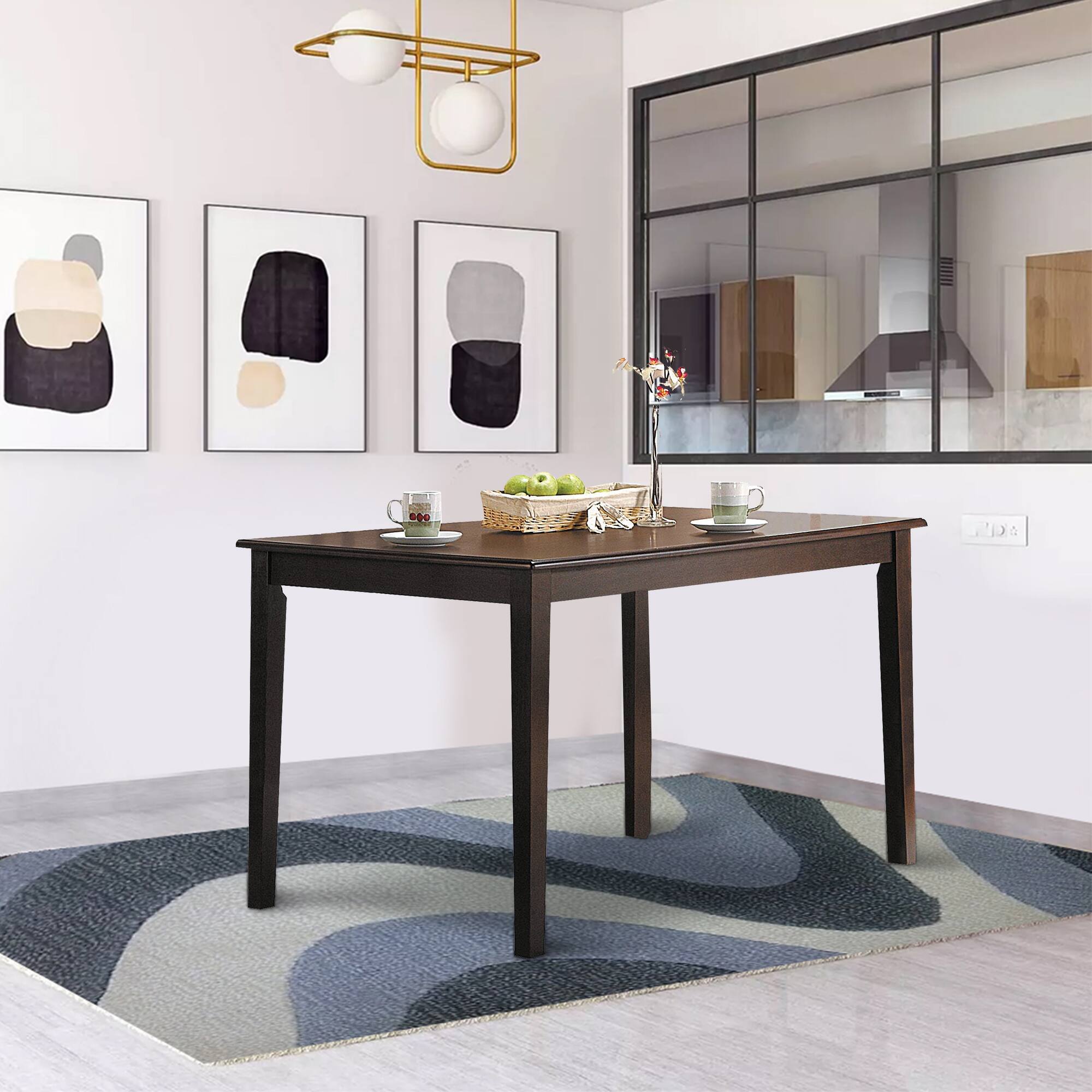 Alt View 5. Manhattan Lane - Wooden Dining Table With Tapered Legs - Brown.