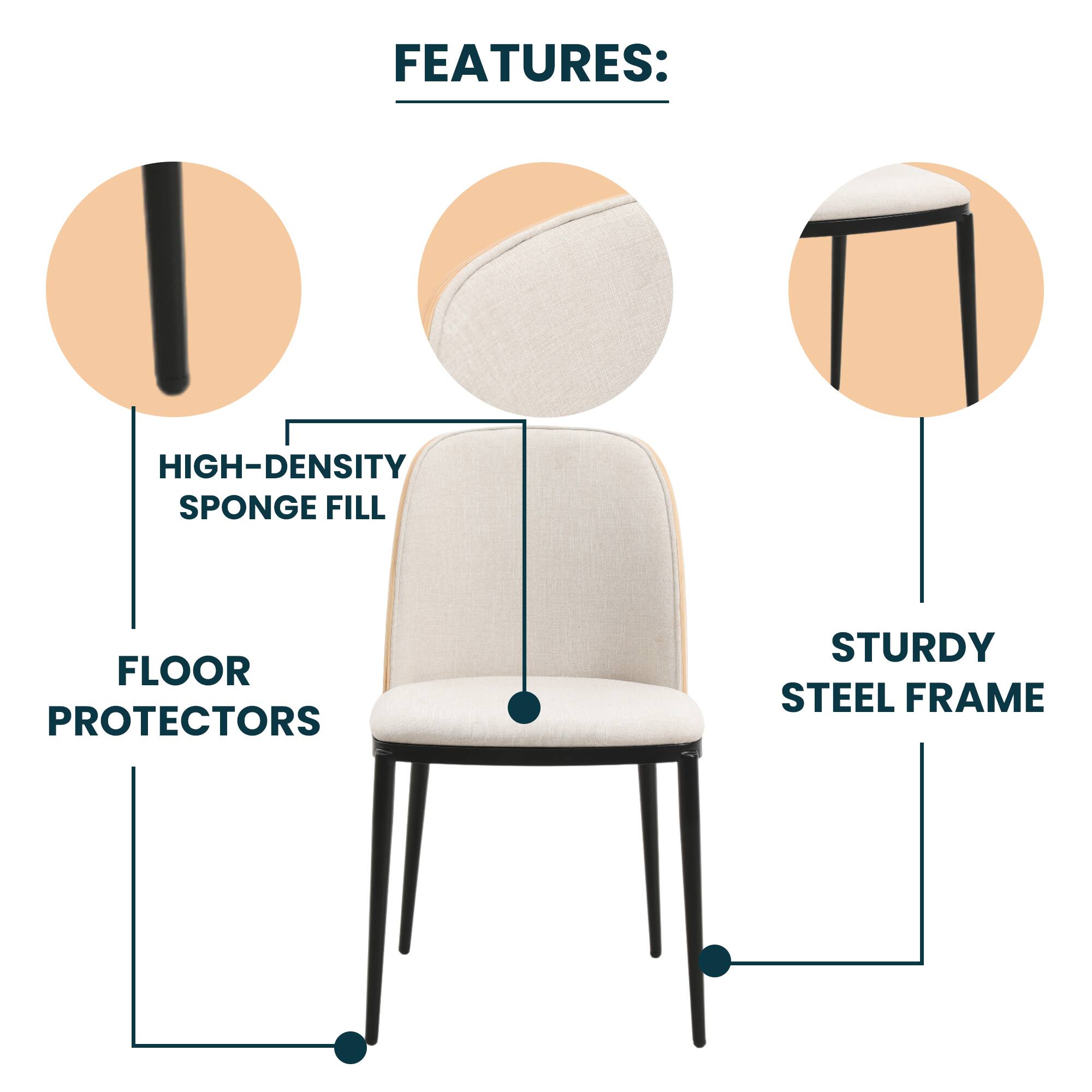 FEATURES:  
- HIGH-DENSITY SPONGE FILL  
- FLOOR PROTECTORS  
- STURDY STEEL FRAME