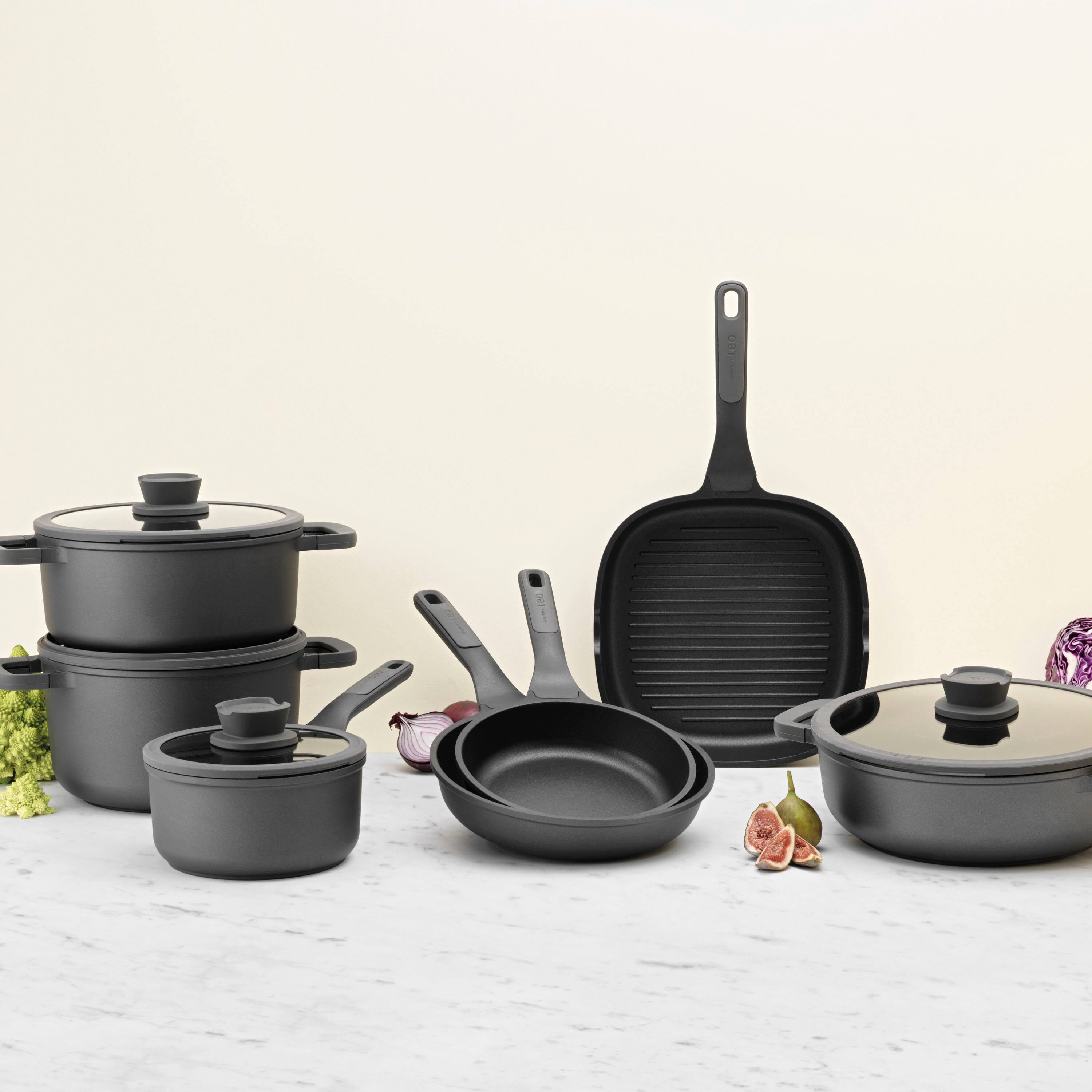 Alt View 4. BergHOFF - BergHOFF Leo Stone+ Nonstick Ceramic Aluminum Fry Pan 8", Recycled - Black.