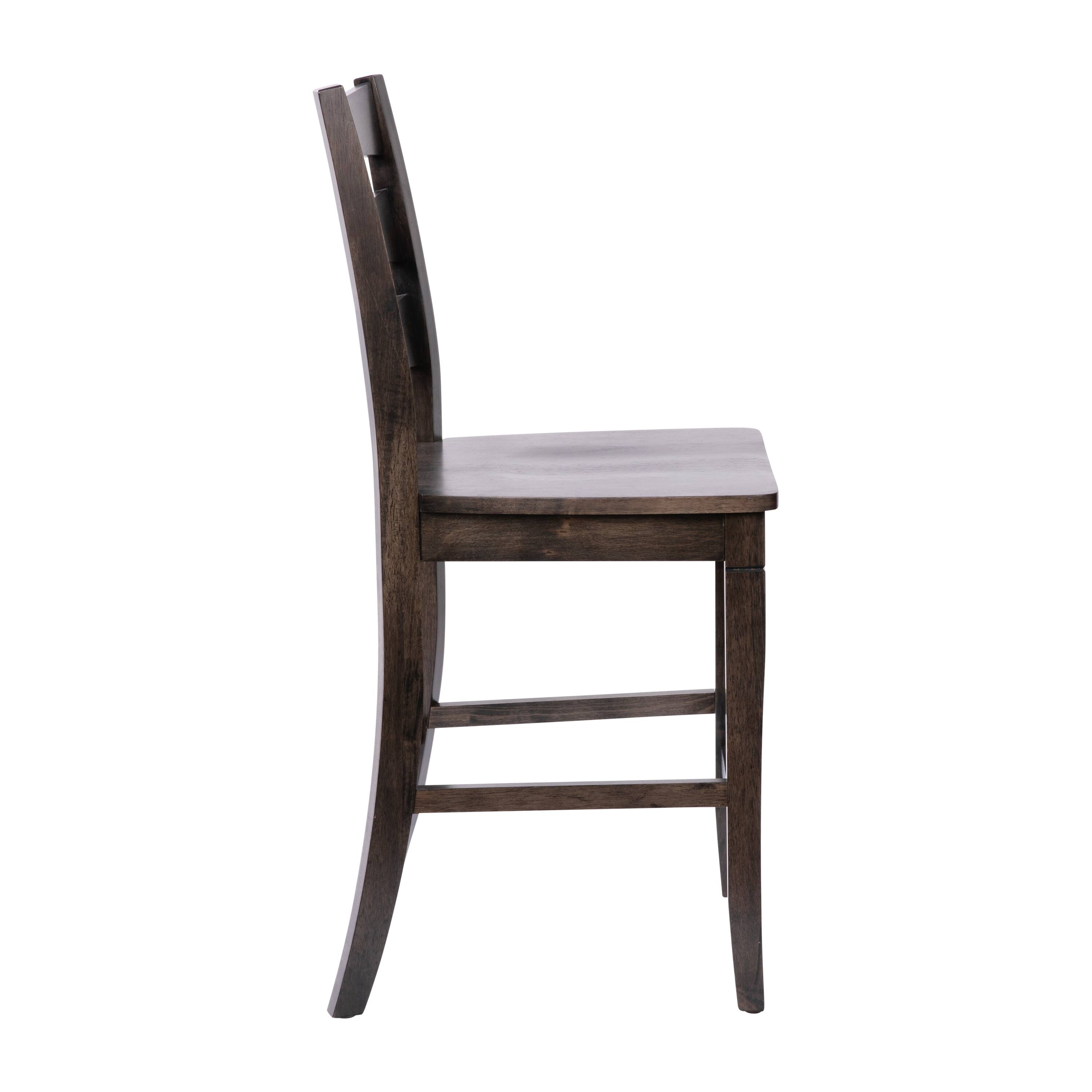 Alt View 9. Emma + Oliver - Lana Set of 2 Classic Wood Dining Stool with Ladderback Design - Gray Wash Walnut.