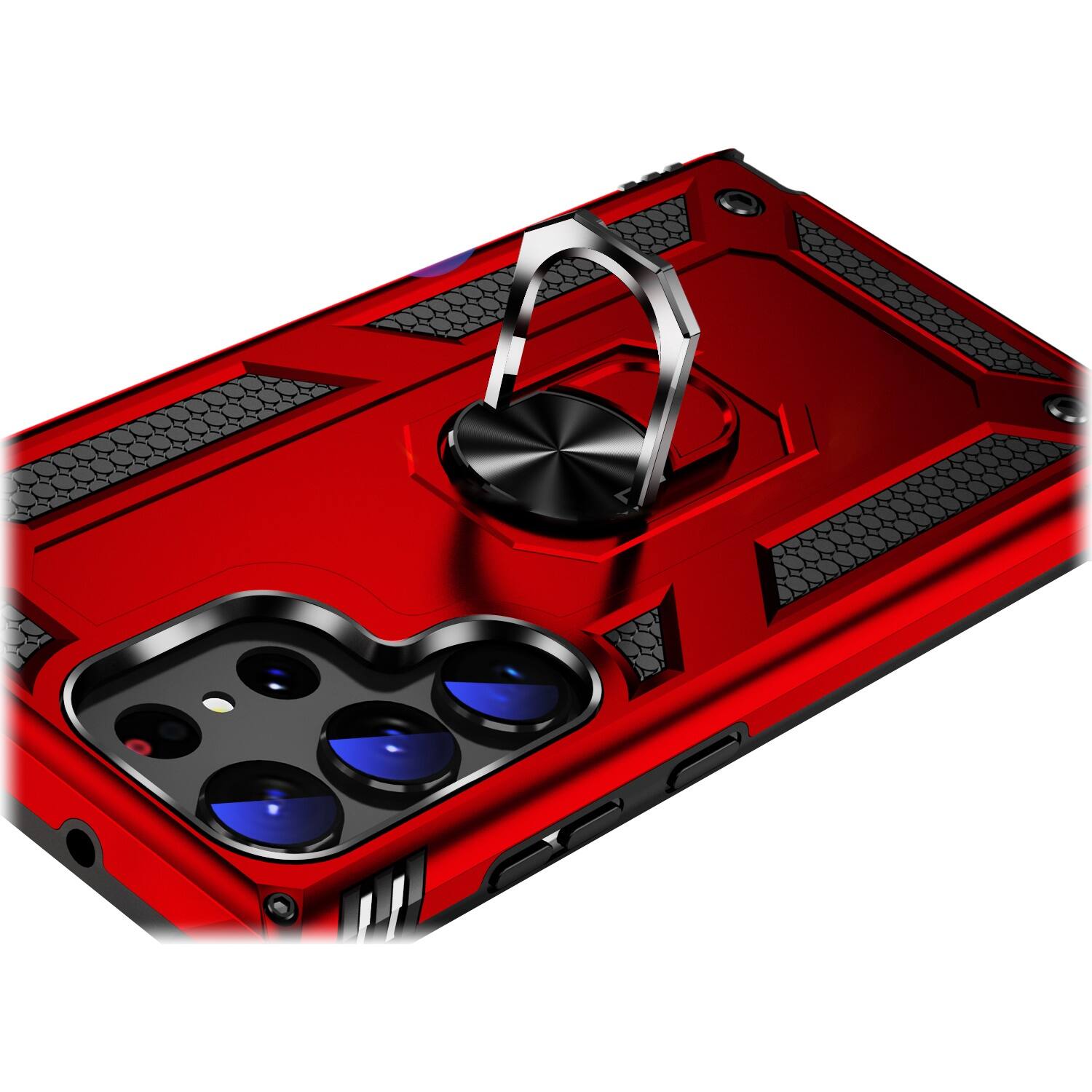 Alt View 15. SaharaCase - Military Kickstand Series with Belt Clip Case for Samsung Galaxy S23 Ultra - Red.