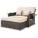 Front. Costway - Wicker Loveseat Sofa Set Patio Rattan Daybed with Ottoman & Retractable Side Tray - Brown + Mix Gray.