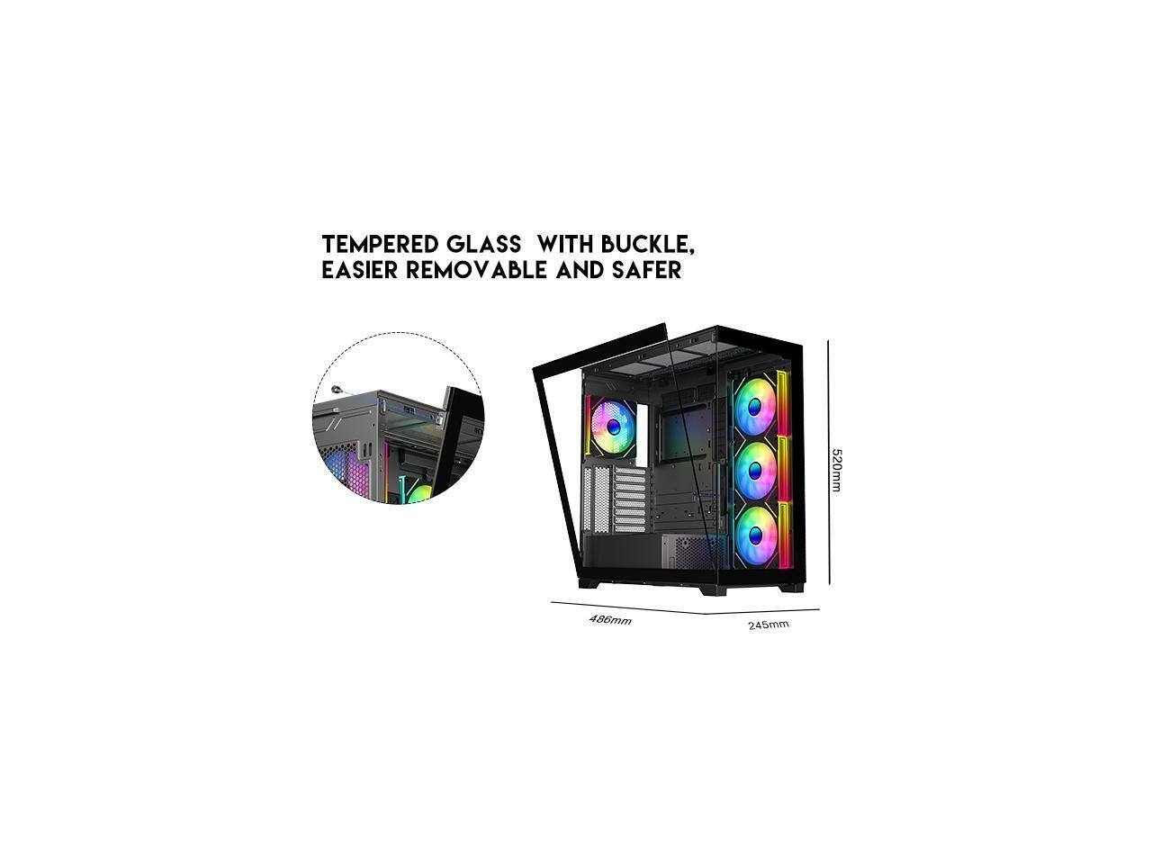 TEMPERED GLASS WITH BUCKLE, EASIER REMOVABLE AND SAFER : 520mm 486mm 245mm