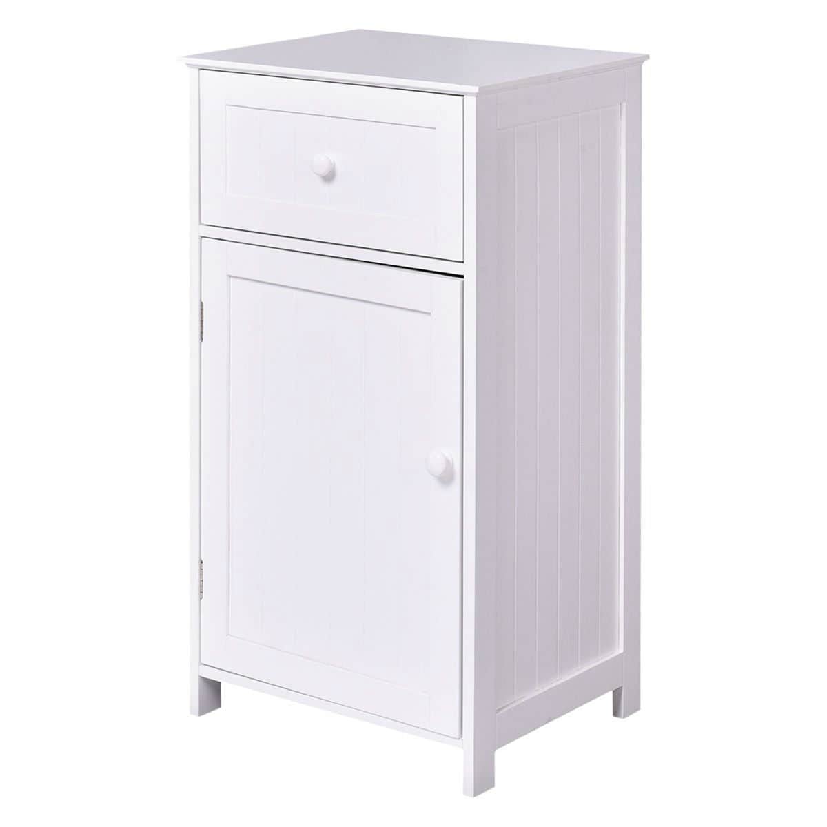 SlickBlue - Wood Storage Cabinet with Waterproof Surface for Bathroom - White