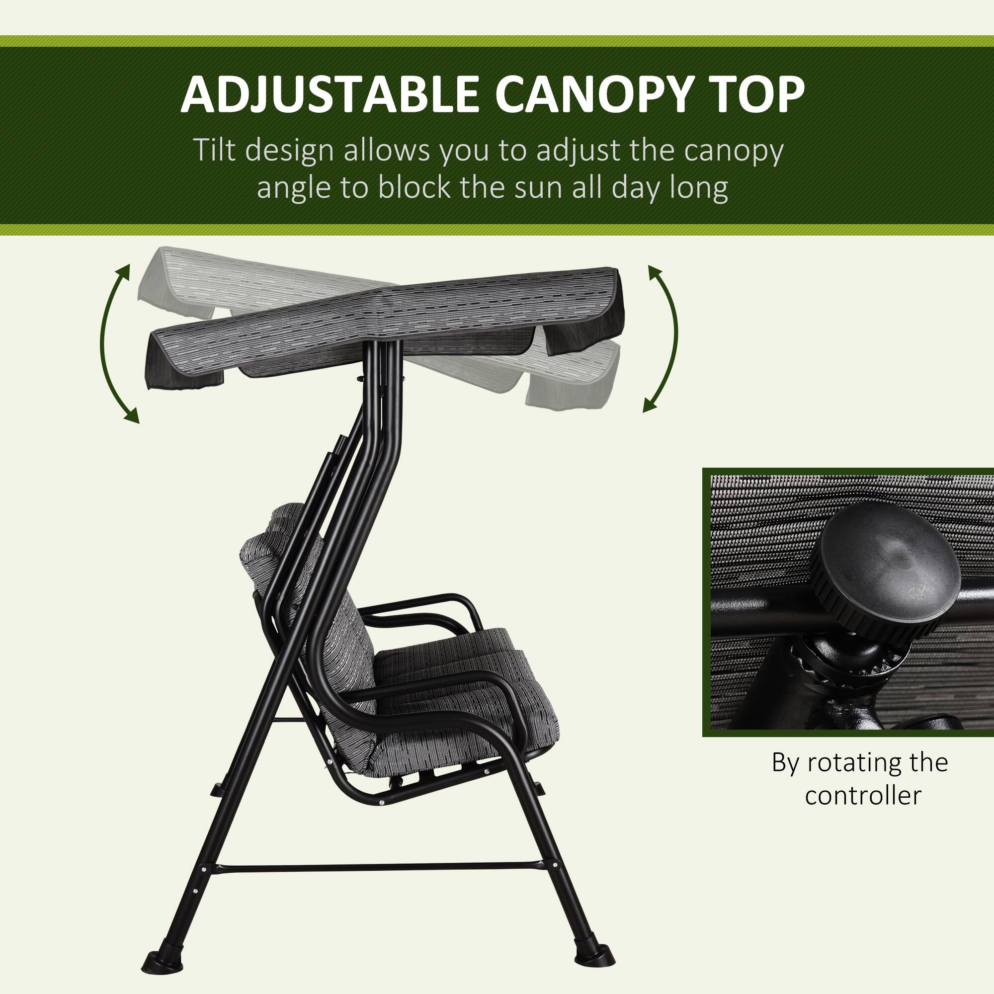 ADJUSTABLE CANOPY TOP

Tilt design allows you to adjust the canopy angle to block the sun all day long

By rotating the controller