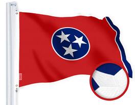 G128 - Tennessee State Flag 1 x 1.5 ft — StormFlyer Embroidered 220GSM Spun Polyester, Brass Grommets - Assorted Colors