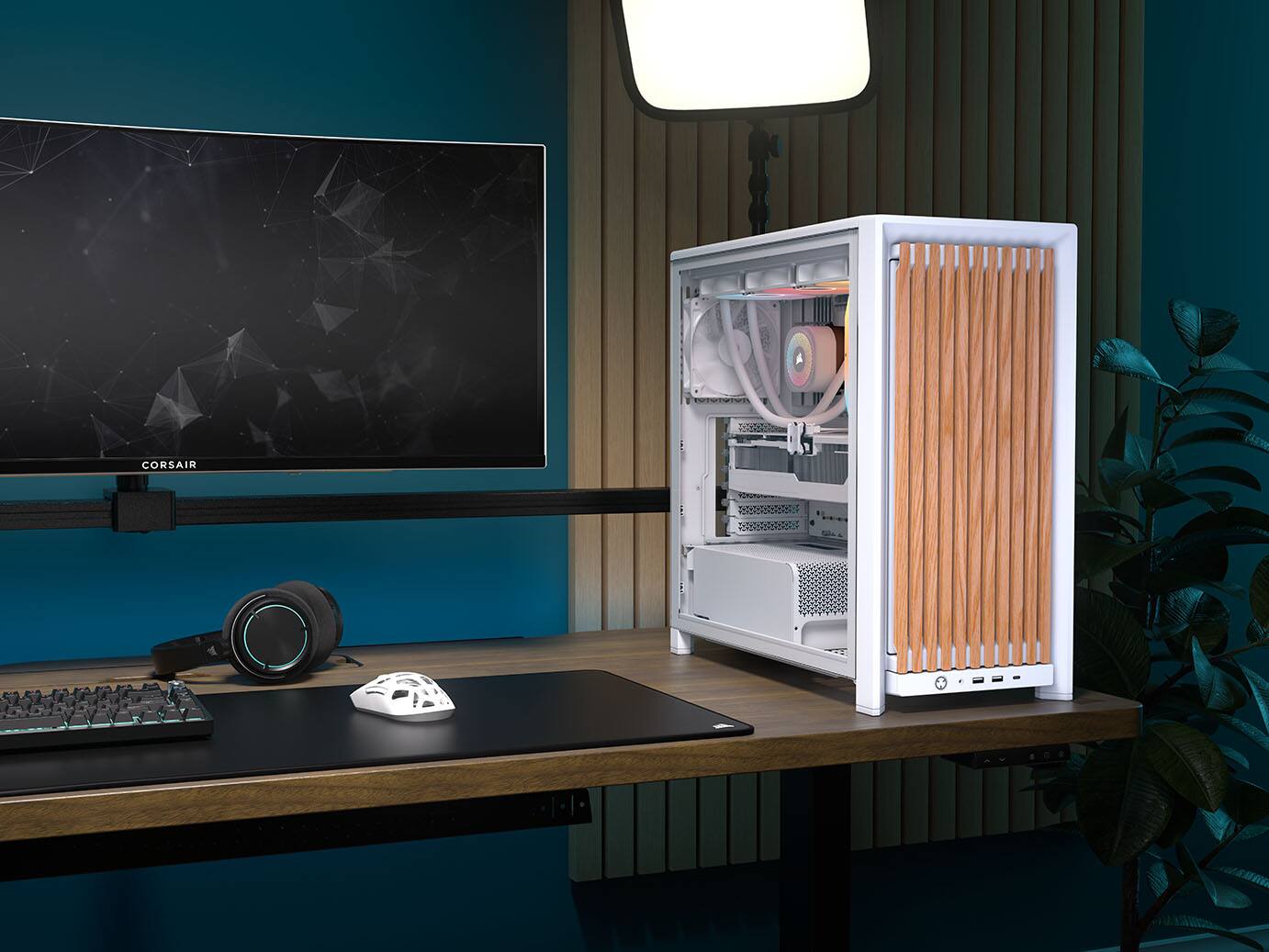 Alt View 22. CORSAIR - FRAME 4000D WOOD RS Modular High Airflow Mid-Tower PC Case - White & Oak.