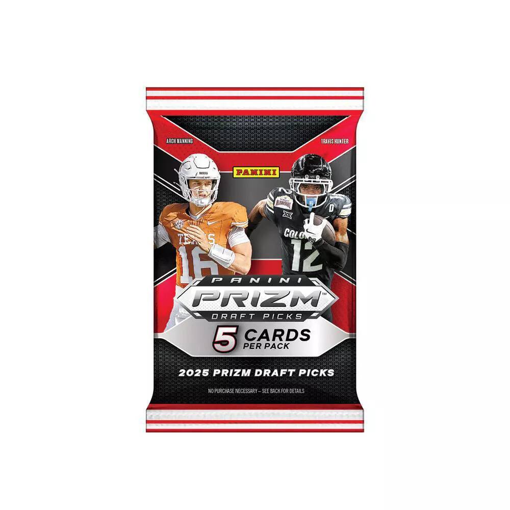 ROGA WANNING TRAHS HUNTER PANINI D 2 TE S COLO 16 12 PANINI PRIZM DRAFT PICKS 5 CARDS PER PACK 2025 PRIZM DRAFT PICKS NO PURCHASE NECESSARY - SEE BACK FOR DETAILS