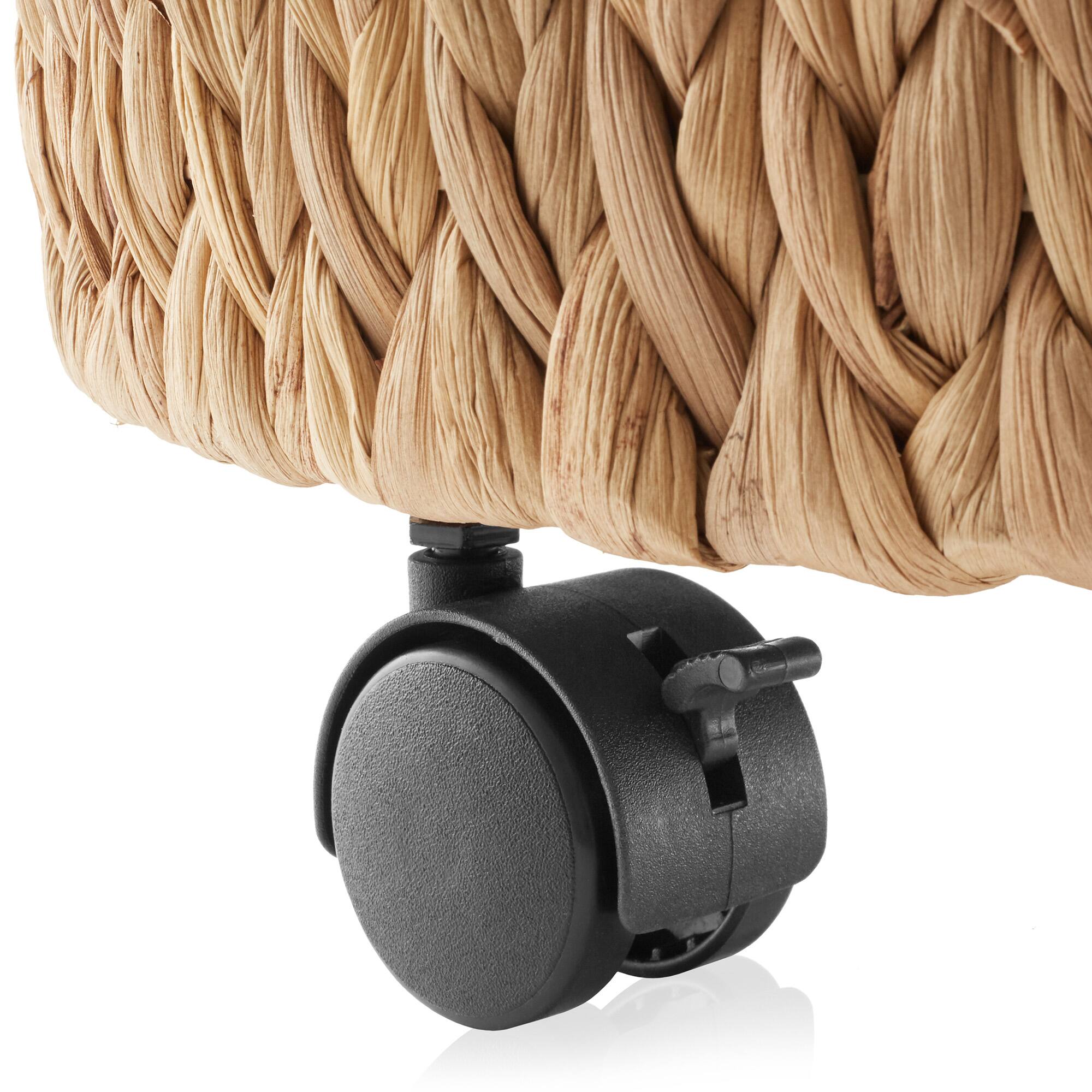 Alt View 5. Casafield - Rolling Storage Basket with Lid and Locking Wheels - Hyacinth Wicker - Natural.