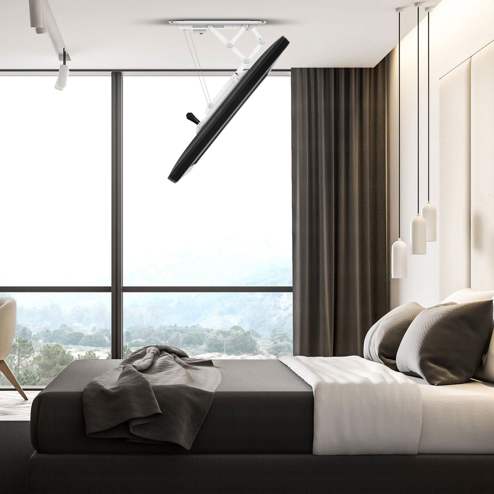 Alt View 9. Mount-It! - Motorized Ceiling TV Mount with Remote & App for 32” – 70” TVs, White - White.