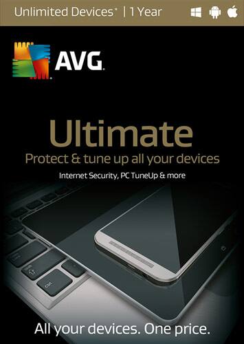 Front. AVG - Ultimate 2016 (Unlimited Devices) (1-Year Subscription).