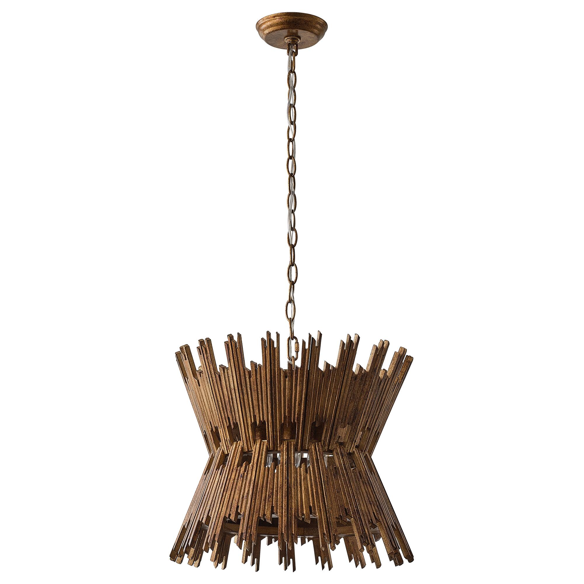 Alt View 2. Vaczon - 4-Light Vintage Wood Adjustable Chandelier Dimmable Statement Ceiling Light Fixture for Dining Room and Entryway - Gold.