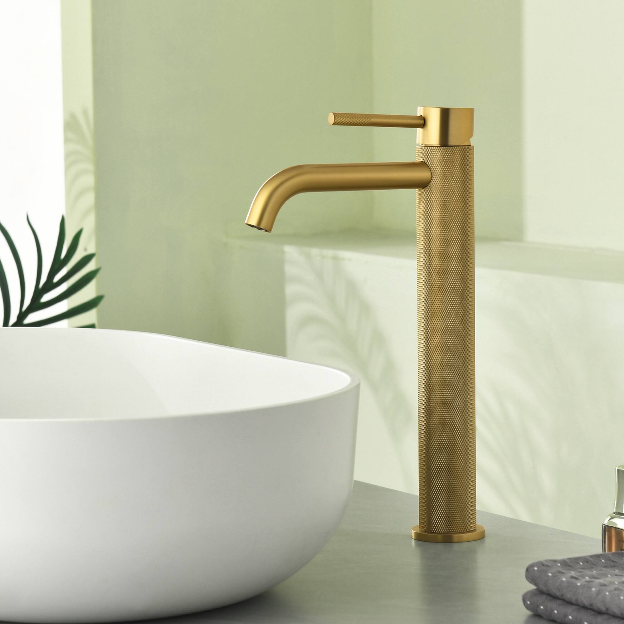 Alt View 1. Boyel Living - Brushed Gold Carved Bathroom Faucet Solid Brass - Brushed Gold.