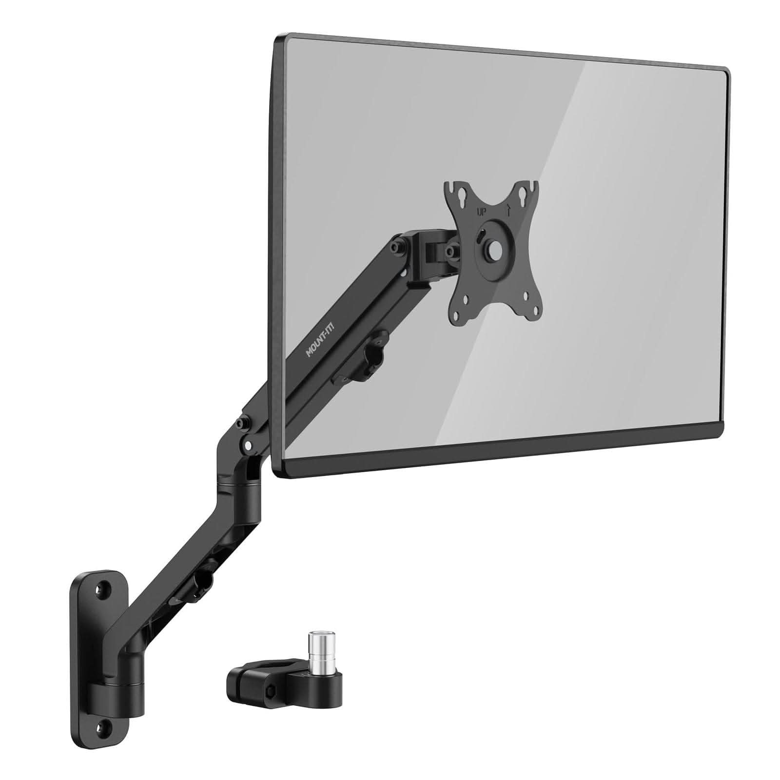 Front. Mount-It! - Counterbalance Monitor Mount for Wall & Pole, Fits 17"–32" Screens, Tilt & Swivel - Black.