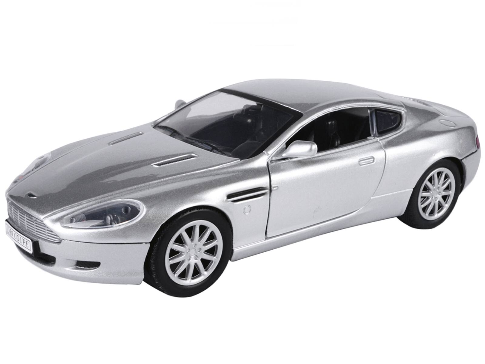 Alt View 1. Motormax - Aston Martin DB9 Coupe Silver Metallic "Timeless Legends" 1/24 Diecast Model Car by Motormax.