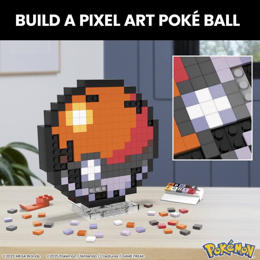 Pokeball Block Mega Bloks Pokemon Classic Poke Ball, Pixel Art, 342 Piece Building Toy ...