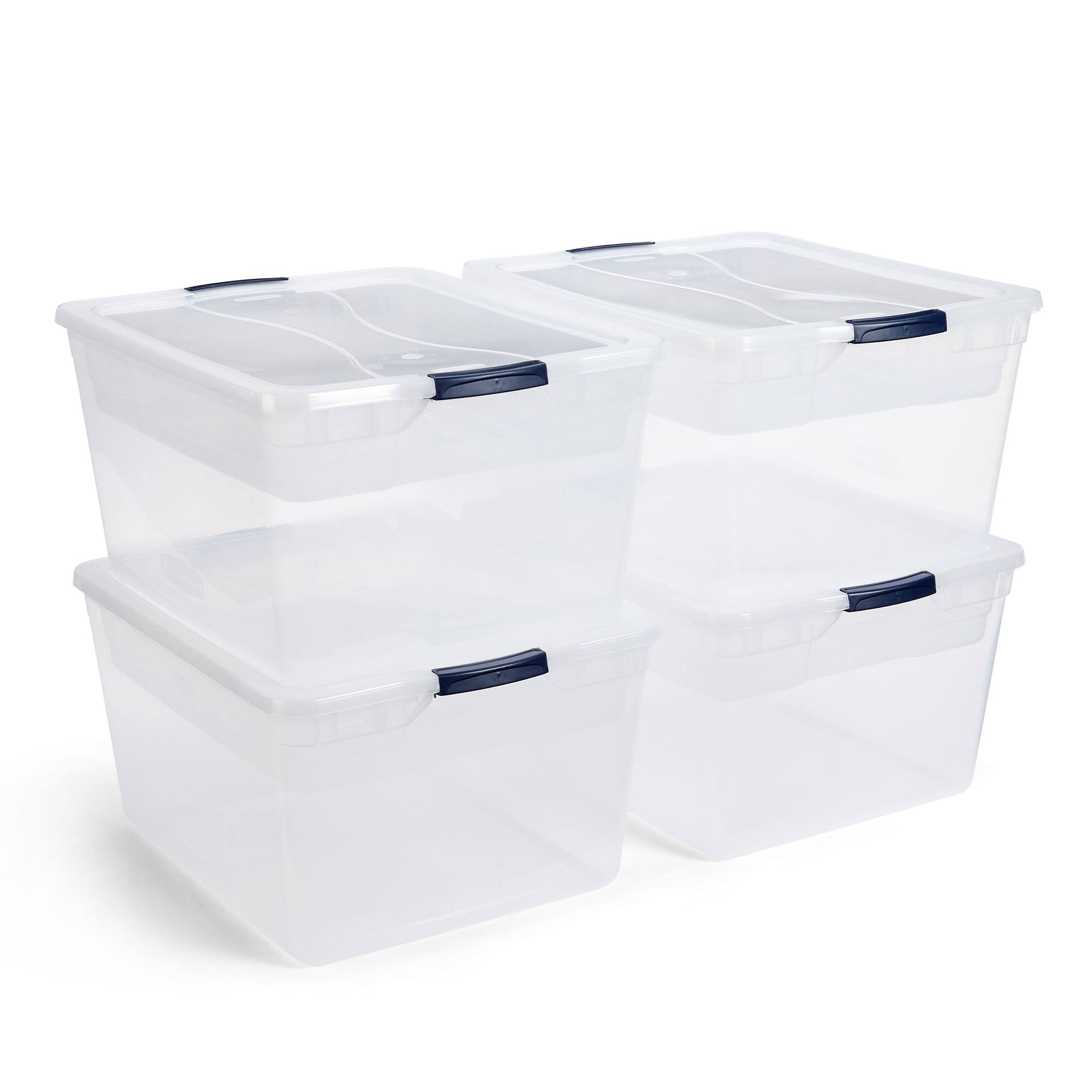 Front. RubberMaid - Rubbermaid 4 Pack 74 Quart Storage Containers with Lids, Garage and Home, Clear - Clear.