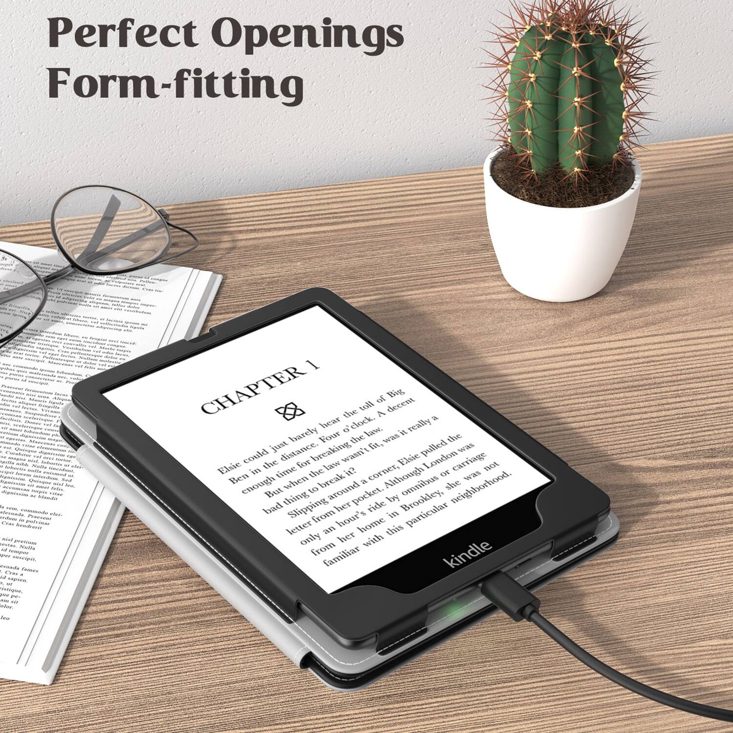 Alt View 12. SaharaCase - Indy Series Hand Strap Case for Amazon Kindle Paperwhite (11th Gen, 2021-2022) - Black.