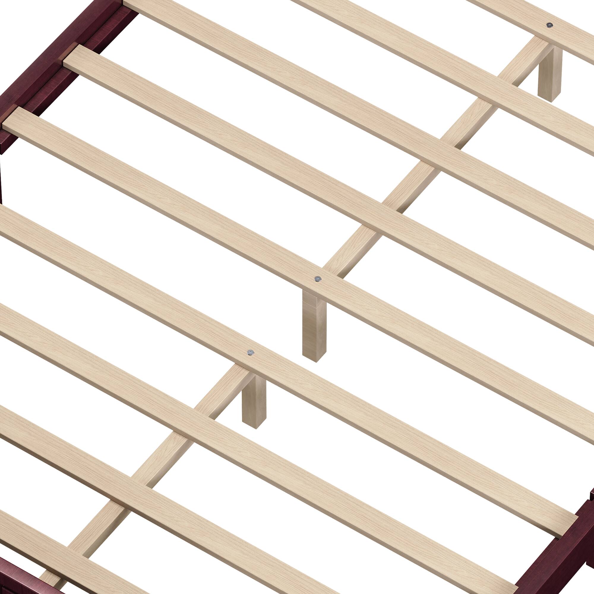 Alt View 7. GOODSILO - Vintage-Inspired Wooden Platform Bed Frame with Headboard and Slats Support for Queen Size Mattress - Espresso.