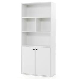 SlickBlue - Modern 5-Tier Bookcase with Open Cube Storage and Adjustable Shelf - White
