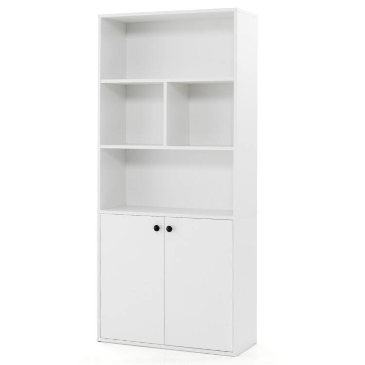 Front. SlickBlue - Modern 5-Tier Bookcase with Open Cube Storage and Adjustable Shelf - White.