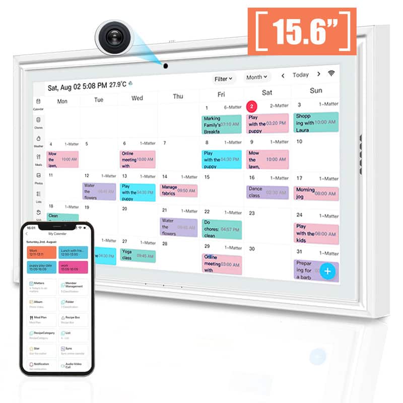 Crescents Edge - 15.6 Inch Digital Calendar,Touch Screen Wall Planner with Chore Chart,Reminder,Task Rewards System for Family Scheduler