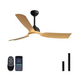 Siljoy - 52" Wood Tone 3-Blade Ceiling Fan Light Modern Integrated LED Ceiling Fan for Bedroom Living Room Foyer - Natural Wood Tone