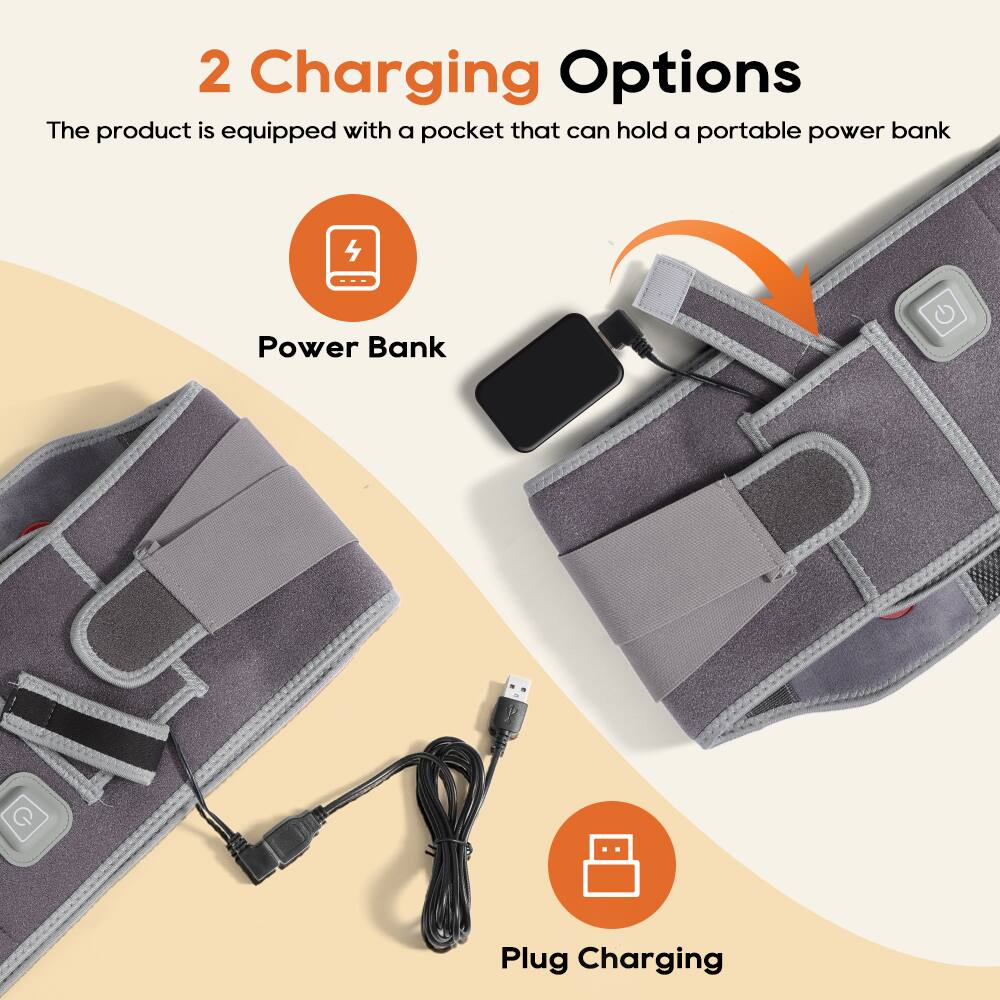 2 Charging Options  
The product is equipped with a pocket that can hold a portable power bank  

Power Bank  
Plug Charging