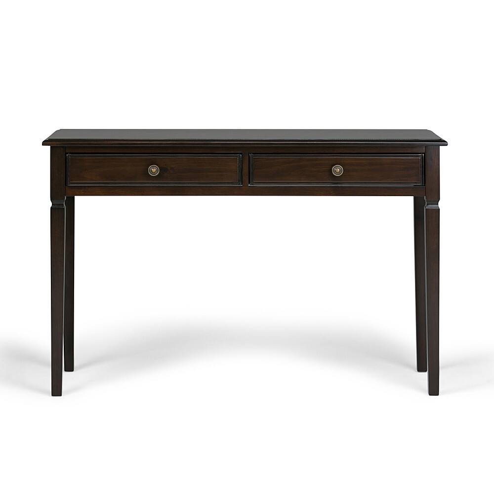Angle. Simpli Home - Connaught Rectangular Solid Pine 2-Drawer Table - Dark Chestnut Brown.