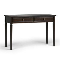 Simpli Home - Connaught Rectangular Solid Pine 2-Drawer Table - Dark Chestnut Brown - Front_Zoom