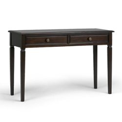 Simpli Home - Connaught Rectangular Solid Pine 2-Drawer Table - Dark Chestnut Brown - Front_Zoom