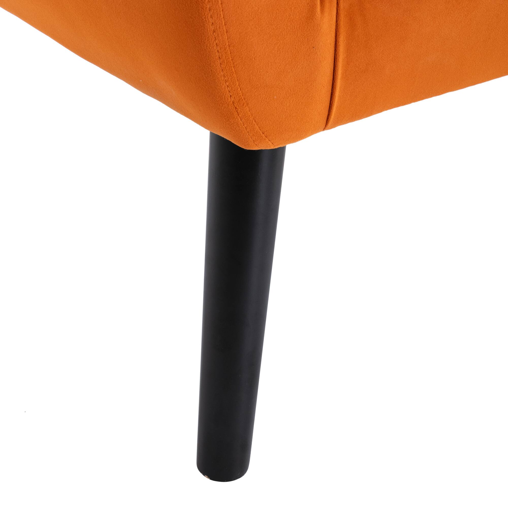 Left. GOODSILO - Luxury Velvet Upholstered Accent Chair with Ergonomic Design for Living Room and Bedroom Comfort - Orange.