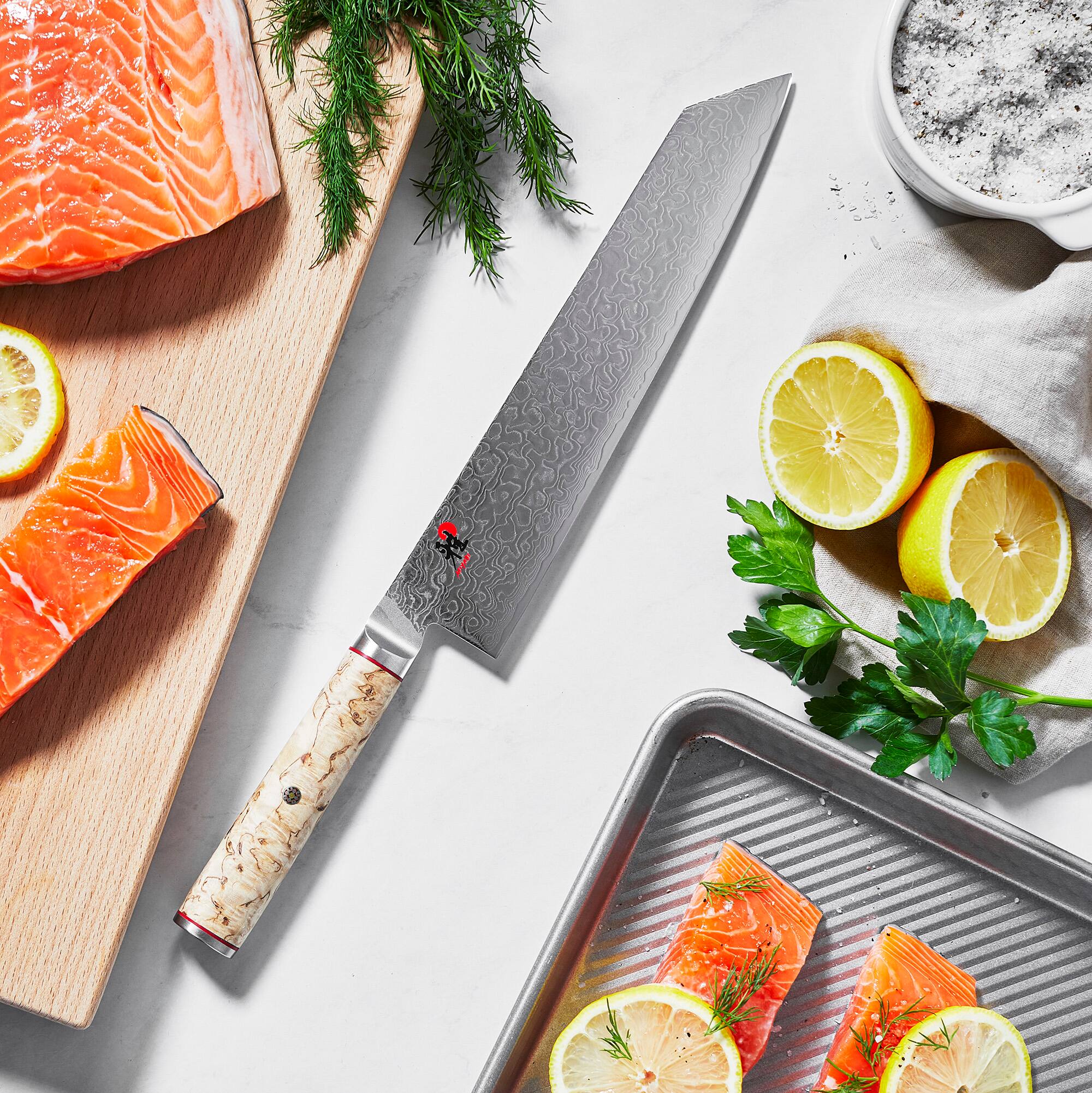 Alt View 1. Miyabi - Miyabi Birchwood SG2 9.5-inch Kiritsuke Knife - Stainless Steel.