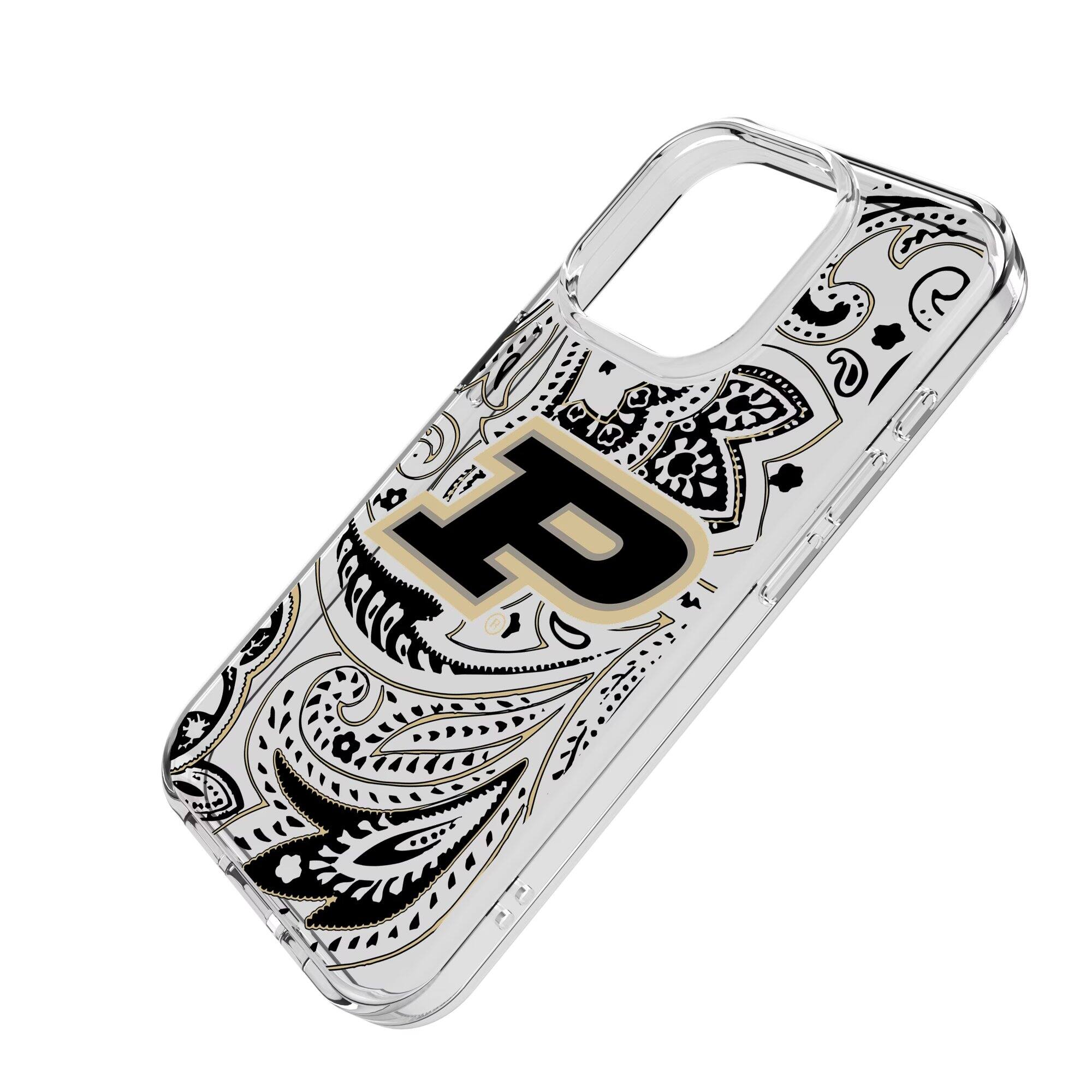 Alt View 1. Keyscaper - Purdue Boilermakers iPhone Paisley Design Clear Case - 16 Pro - Multicolor.
