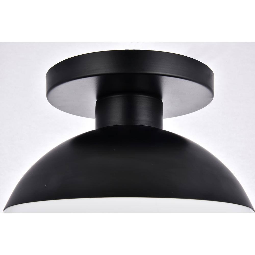 Back. Living District - Eclipse 1 Light Black Flush Mount With Frosted White Glass - Black And Frosted White.