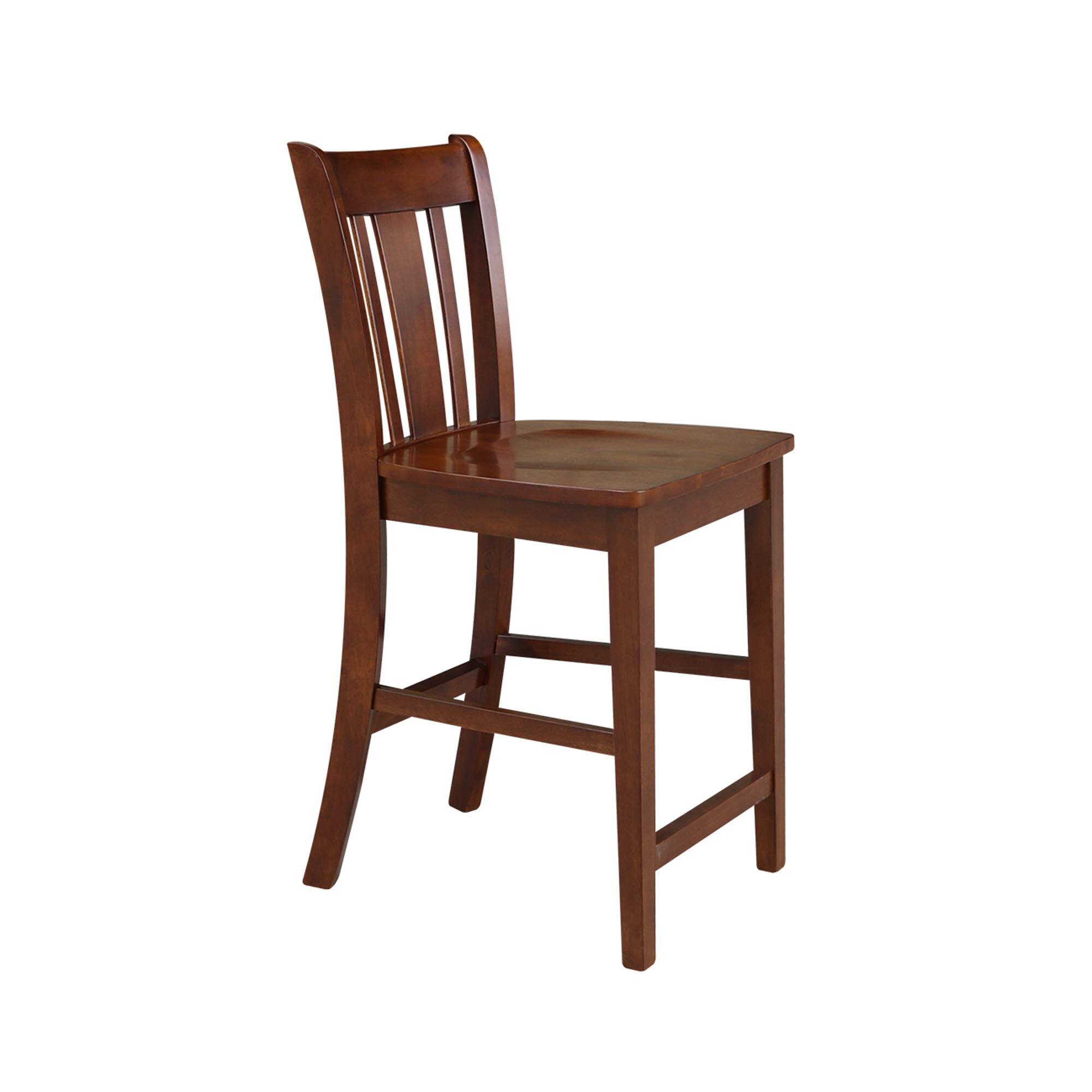 Alt View 5. JETRANSPORT - San Remo Counter Height Stool Solid Real Wood Sturdy Parawood Dimensions 24.02" H X 17.32" W 16.34" D - Espresso 30 Inch.