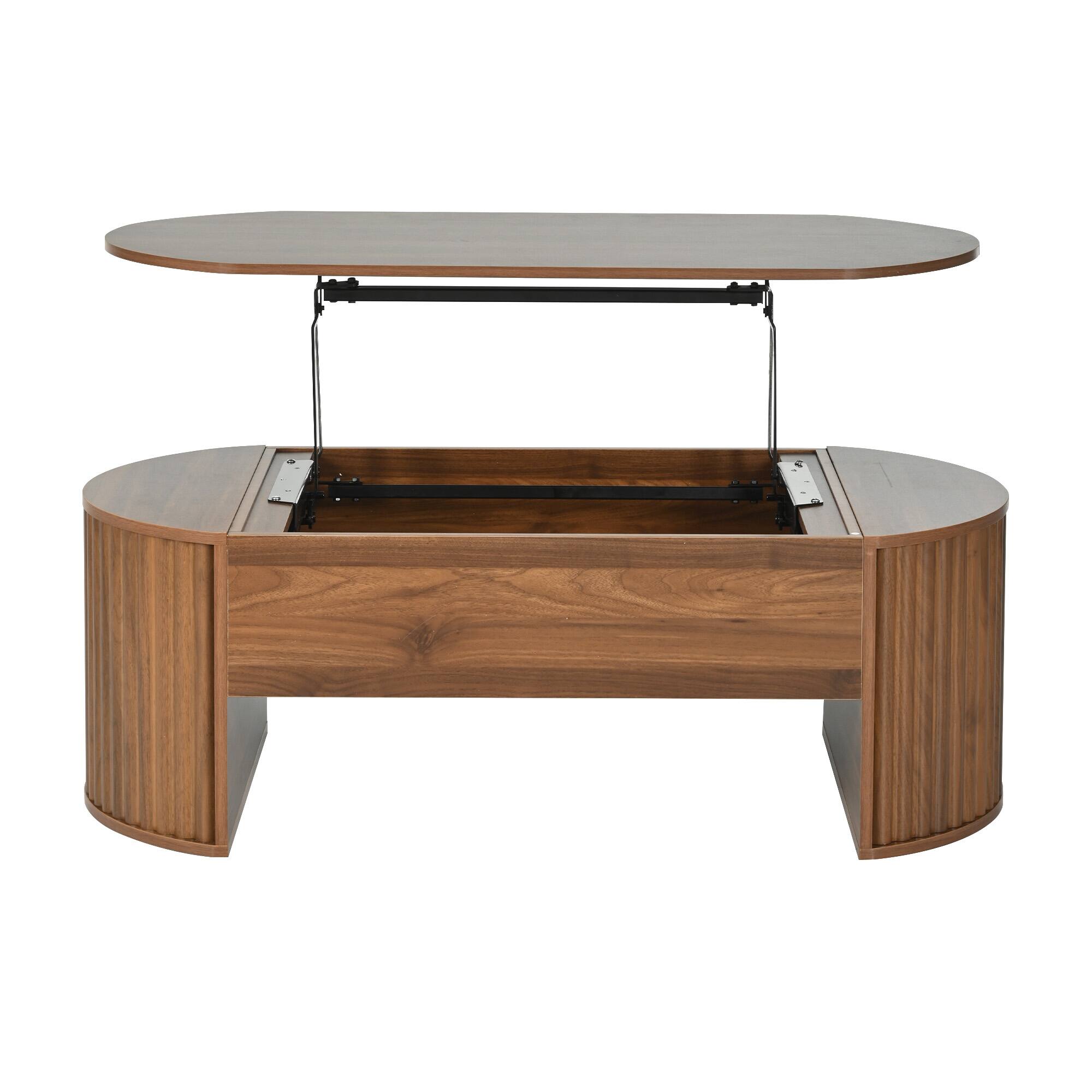 Left. Forest'nSky - Brown 47.2''Lift Top Coffee Table with Hidden Compartment for Home Living Room - Brown.